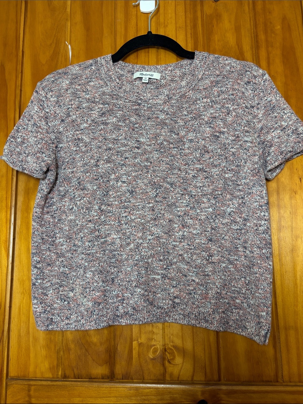 Madewell Marled Pink gray white Short-Sleeve Knit Tee XS cotton crew neck